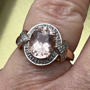 Genuine Morganite & Diamond Ring 10K Rose Gold Size 7